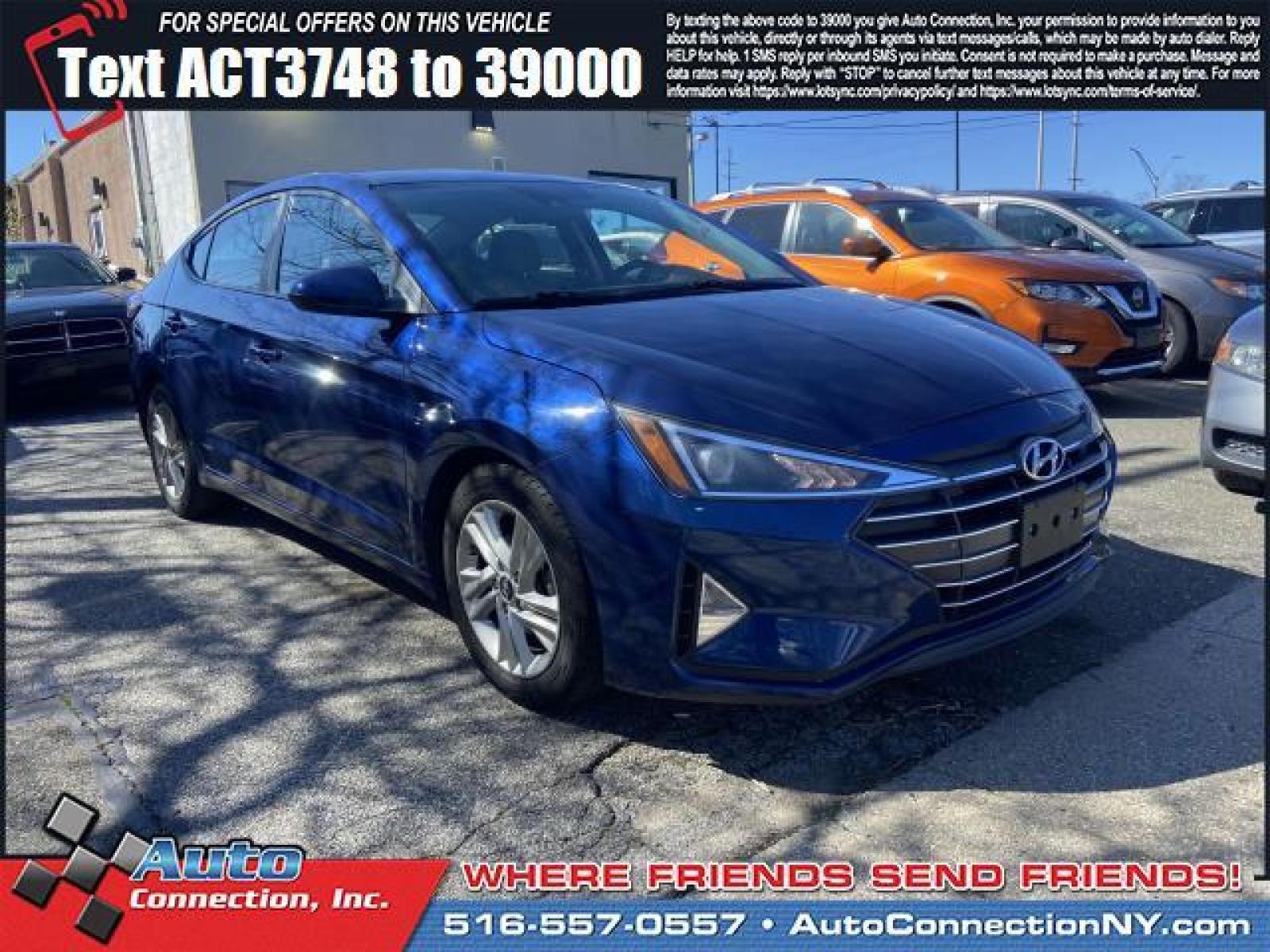 2019 Lakeside Blue /Beige Hyundai Elantra SEL Auto (5NPD84LF5KH) , Automatic transmission, located at 2860 Sunrise Hwy, Bellmore, NY, 11710, (516) 557-0557, 40.669529, -73.522118 - Every time you get behind the wheel of this 2019 Hyundai Elantra, you'll be so happy you took it home from Auto Connection. Curious about how far this Elantra has been driven? The odometer reads 58420 miles. We always appreciate your business at Auto Connection. Schedule now for a test drive before - Photo #0