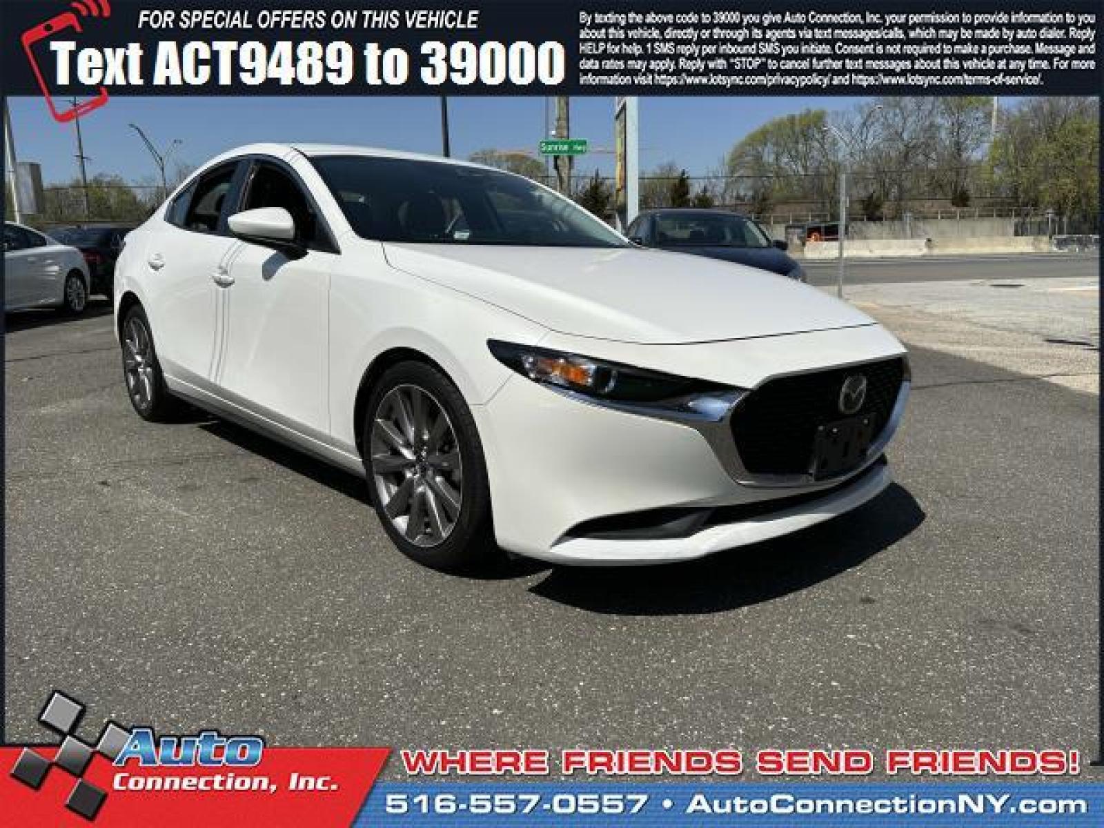 2020 Snowflake White Pearl Mica /Black Mazda Mazda3 Sedan Select Package FWD (3MZBPACL6LM) , Automatic transmission, located at 2860 Sunrise Hwy, Bellmore, NY, 11710, (516) 557-0557, 40.669529, -73.522118 - Photo #0