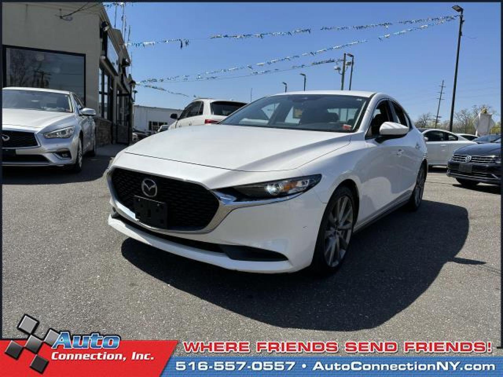 2020 Snowflake White Pearl Mica /Black Mazda Mazda3 Sedan Select Package FWD (3MZBPACL6LM) , Automatic transmission, located at 2860 Sunrise Hwy, Bellmore, NY, 11710, (516) 557-0557, 40.669529, -73.522118 - You'll feel like a new person once you get behind the wheel of this 2020 Mazda Mazda3 Sedan. This Mazda3 Sedan has 40506 miles. We never lose a deal on price! Schedule now for a test drive before this model is gone. All internet purchases include a 12 mo/ 12000 mile protection plan. All internet pu - Photo #2